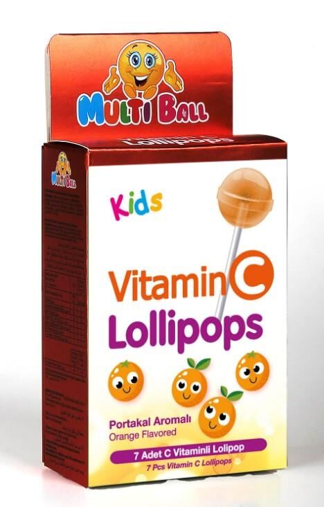 Multiball Kids Vitamin C Lollipops 7 Adet