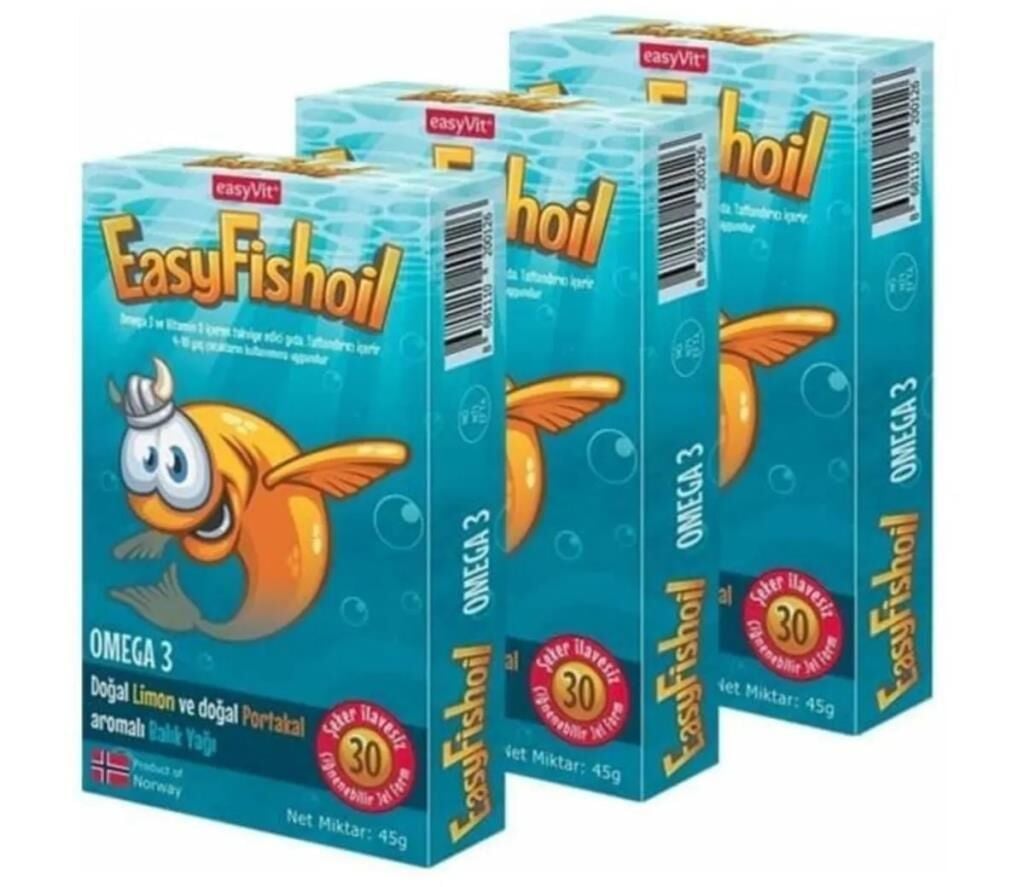 Easyvit EasyFishOil Kids Omega-3 Çiğnenebilir Jel 3 Adet