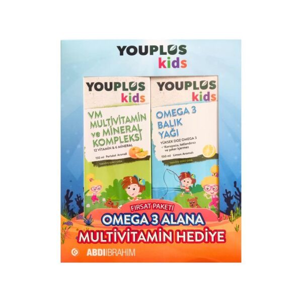 Youplus Kids Omega 3 Balık Yağı +150 ml + Kids VM 150
