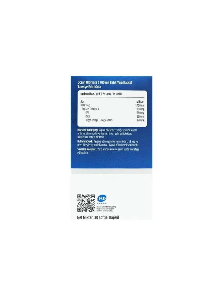 Orzax Ocean Ultimate Balık Yağı 1700 mg 30 Softjel Kapsül