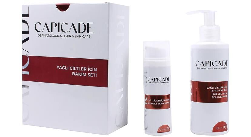 Capicade Yağlı Ciltler İçin Bakım Seti (Krem 50ml + Temizleme Jeli 150ml)