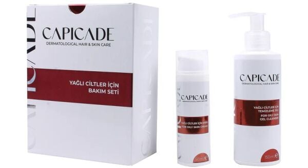 Capicade Yağlı Ciltler İçin Bakım Seti (Krem 50ml + Temizleme Jeli 150ml)