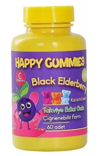 Happy Gummies Black Elderbery Çiğnenebilir Form 60 Adet