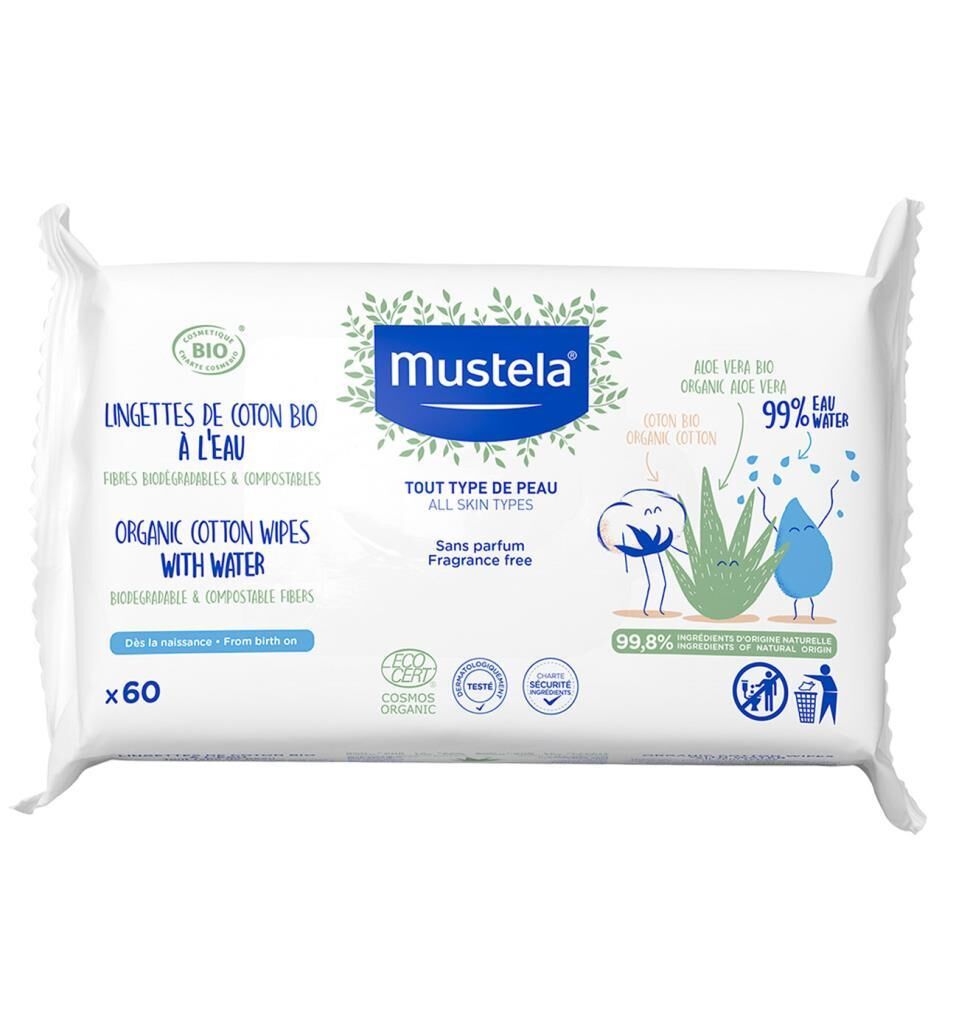 Mustela Organik Pamuklu Sulu Islak Mendil 60 Adet