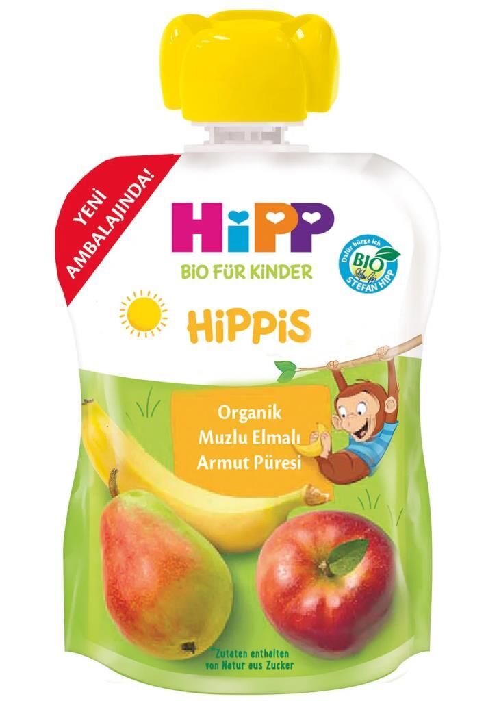 Hipp Organik Meyve Püresi 100g | Muzlu Elmalı Armut