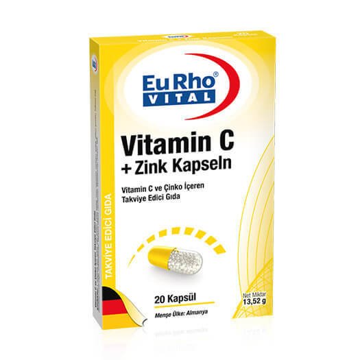 Eurho Vital Vitamin C + Zink 10mg 20 Kapsül