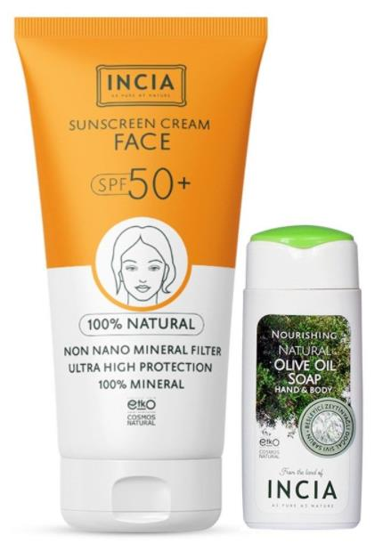 Incia Güneş Seti Yüz Kremi SPF50+ 50ml + Sıvı Sabun Hediyeli