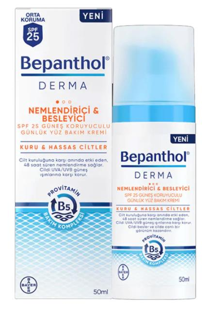 Bepanthol Derma Nemlendirici Besleyici SPF25 Yüz Bakım Kremi 50ml