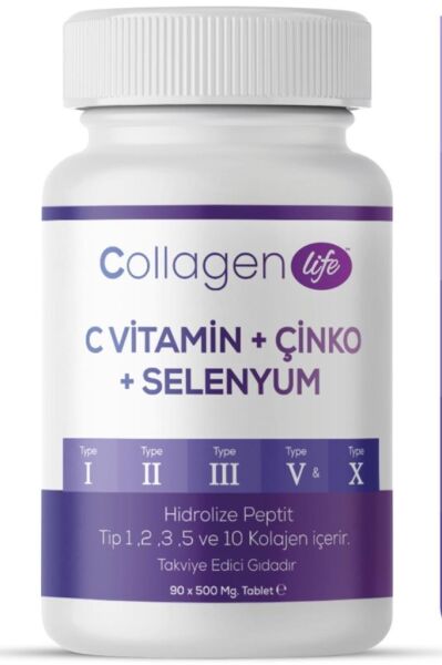 Collagen Life Pro 5 Tip Kolajen 500 mg 90 Tablet | Çinko Selenyum
