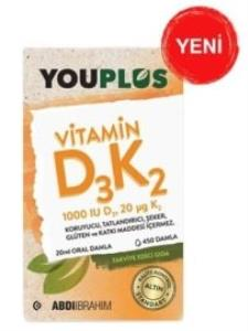 Youplus Vitamin D3 K2 1000UI  20mcg Oral Damla 20ml