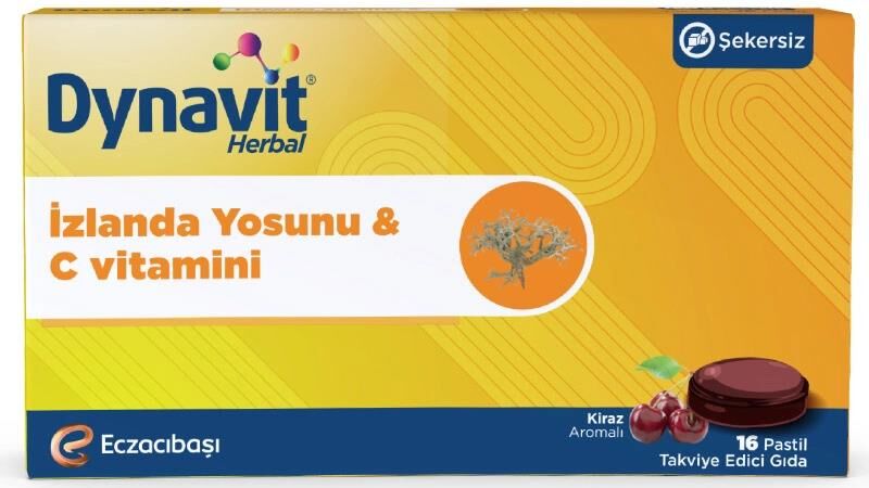 Dynavit Herbal İzlanda Yosunu ve C Vitamini 16 Pastil | Kiraz Aromalı