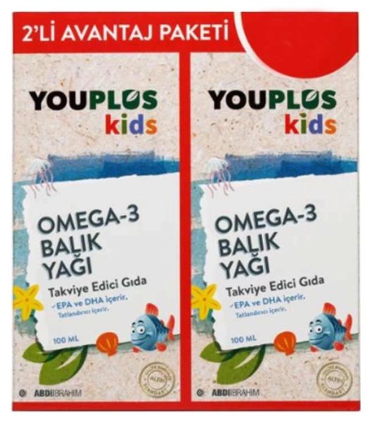 Youplus Kids Omega-3 Balık Yağı Şurup 100ml | 2 Adet Avantaj Paketi