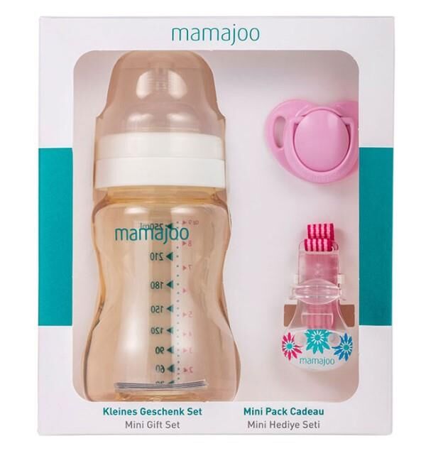 Mamajoo Mini Hediye Seti Pembe | Biberon 150ml - Emzik 0+ Ay -  Emzik Askısı