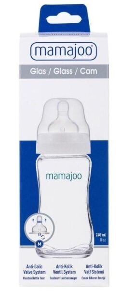 Mamajoo Cam Biberon 240ml | Anti-Kolik Biberon Emziği No:2