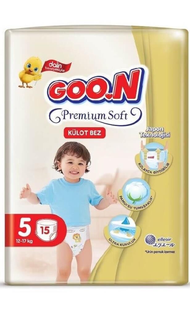 Goon Premium Soft Külot Bebek Bezi (5 Beden) 12-17 Kg | 15 Adet