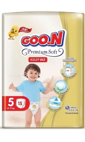 Goon Premium Soft Külot Bebek Bezi (5 Beden) 12-17 Kg | 15 Adet