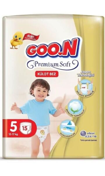 Goon Premium Soft Külot Bebek Bezi (5 Beden) 12-17 Kg | 15 Adet