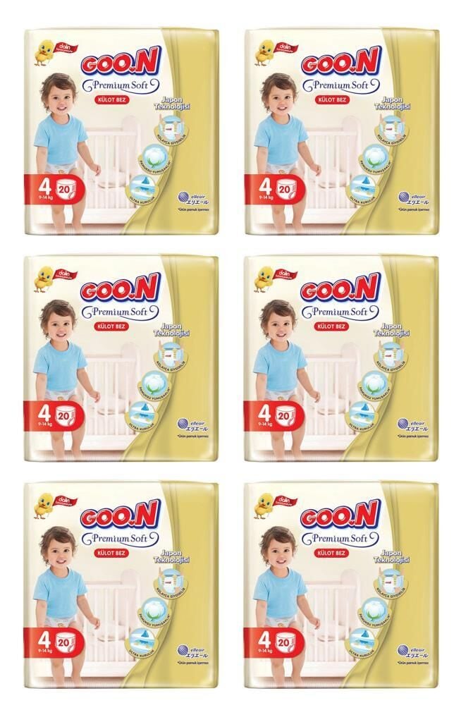 Goon Premium Soft Külot Bebek Bezi (4 Beden) 9-14 Kg | 20x6 Paket