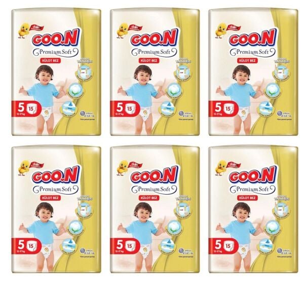 Goon Premium Soft Külot Bebek Bezi (5 Beden) 12-17 Kg | 15x6 Paket