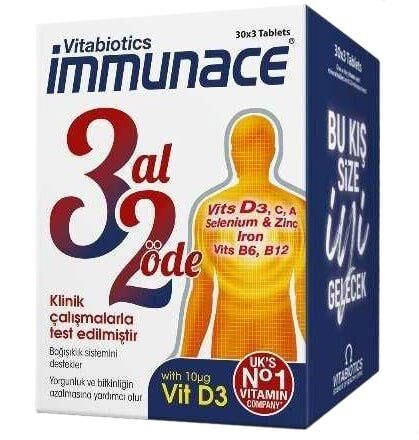 Vitabiotics Immunace Original 90 Tablet |  3 Al 2 Öde Avantajlı Paket