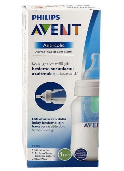 Philips Avent Biberon Anti-Colic PP Classic Emzik 260ml | 1 Ay Üzeri, 1 Adet