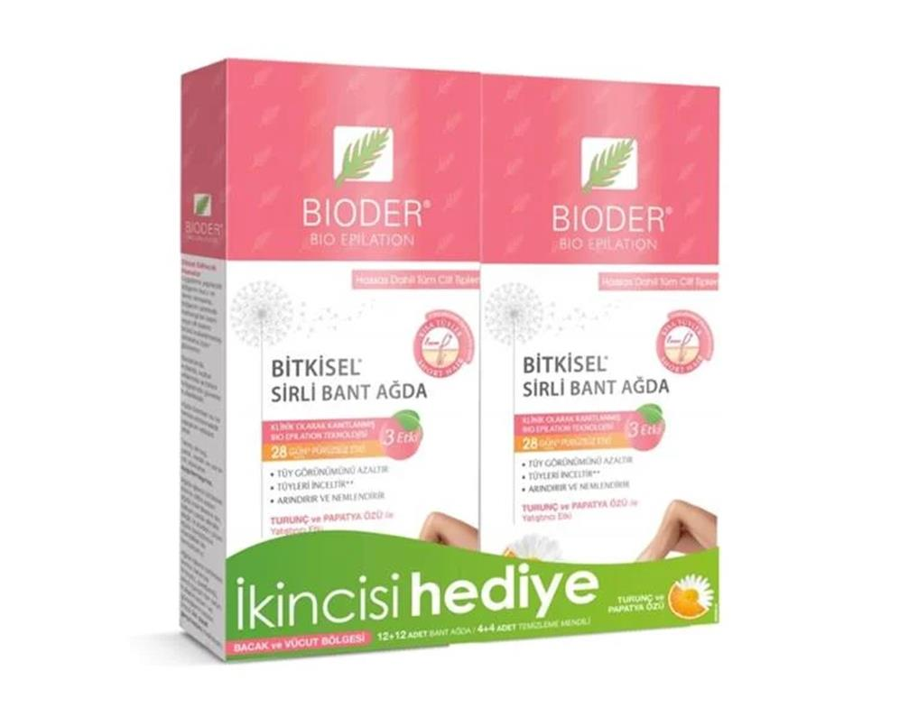 Bioder Bitkisel Sirli Bant Ağda 12 + 12 Adet | Yüz Bölgesi Avantajlı Paket