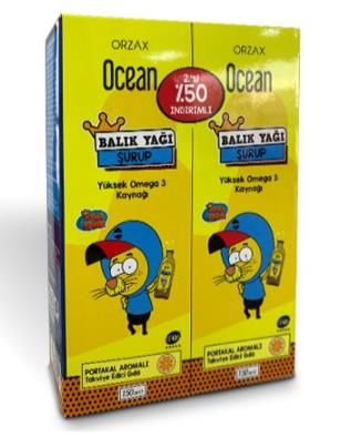 Orzax Ocean Balık Yağı Şurubu Portakal Aromalı 150ml | 2 Adet (2.'si %50 İndirmli Paket)