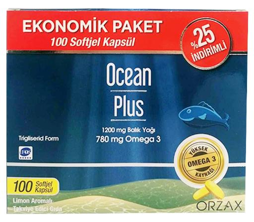 Orzax Ocean Plus 1200mg 100 Softjel | Limon Aromalı