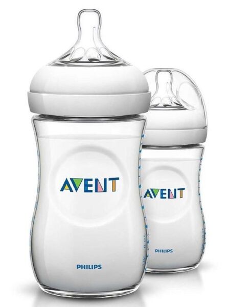 Philips Avent Biberon PP Natural Emzik 260ml | 1 Ay Üzeri, Şeffaf, 2 Adet