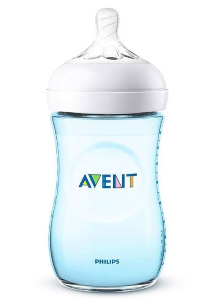Philips Avent Biberon PP Natural Emzik 260ml | 1 Ay Üzeri, Mavi, 1 Adet