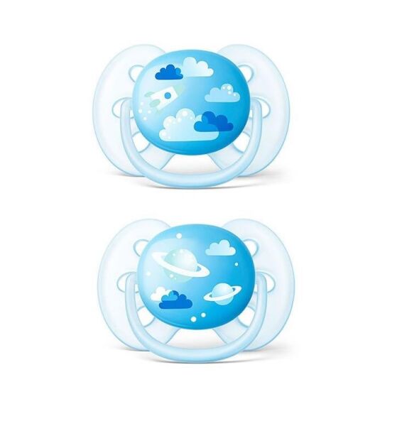 Philips Avent Yalancı Emzik Ultra Soft Desenli Erkek | 6-18 Ay, 2 Adet