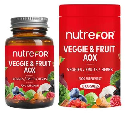 Nutrefor Veggie & Fruit Aox 30 Kapsül | Sebze Meyve ve Bitki Ekstresi