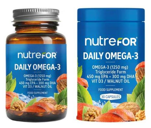 Nutrefor Daily Omega-3 1250mg 30 Kapsül | Balık Yağı ve D3 Vitamini