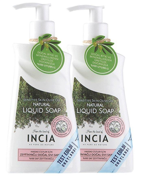 Incia Hassas Ciltler İçin Doğal Zeytinyağlı Sıvı Sabun 250 ml 2'li