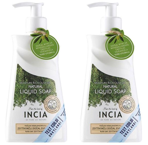 Incia Yoğun Nemlendiricili Doğal Zeytinyağlı Sıvı Sabun 250 ml 2'li