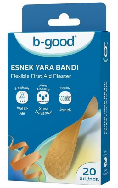 B-Good Plaster Esnek Yara Bandı 20 Adet | Suya Dayanıklı Nefes Alır