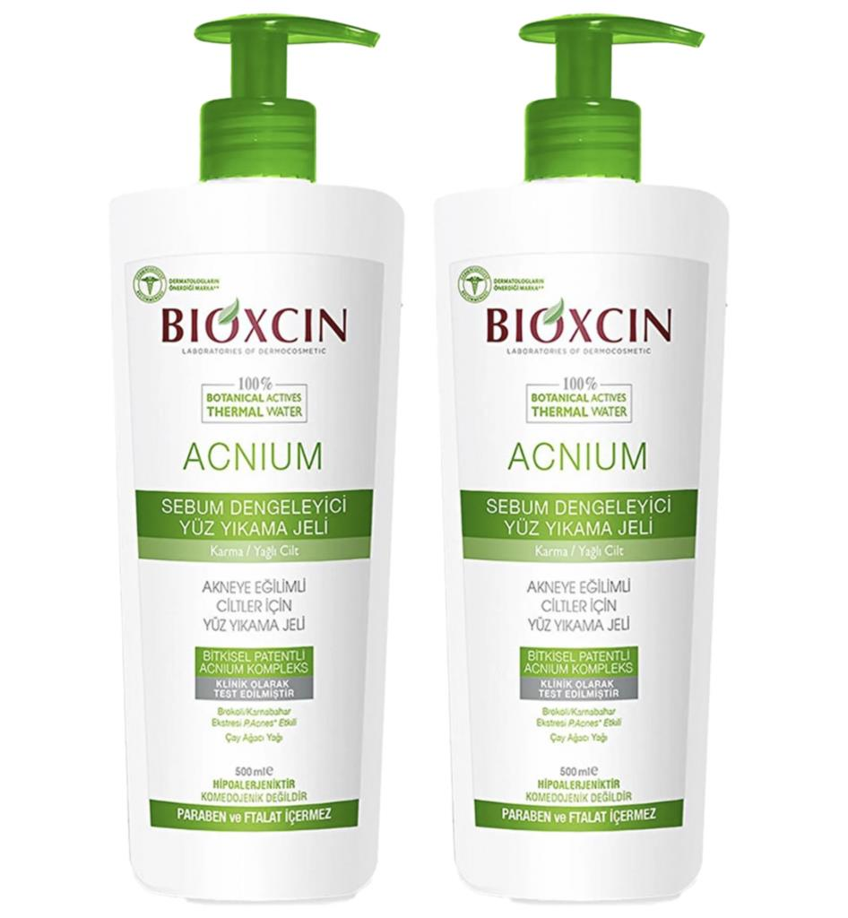 Bioxcin Acnium Sebum Dengeleyici Yüz Yıkama Jeli 500ml x 2 Adet