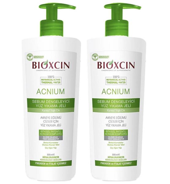 Bioxcin Acnium Sebum Dengeleyici Yüz Yıkama Jeli 500ml x 2 Adet