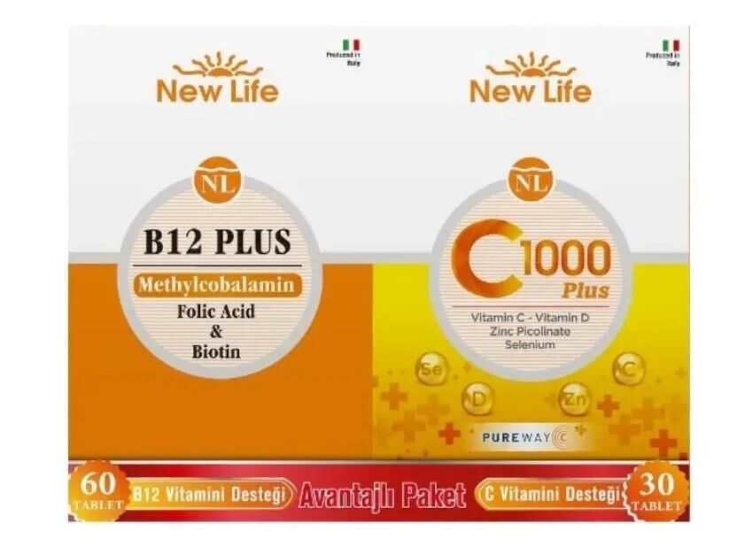 NewLife B12 Plus ve C Vitamini 1000mg 60+30 Tablet
