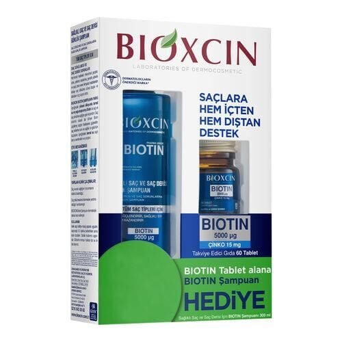 Bioxcin Biotin 5000mcg 60 Tablet +  Biotin Şampuan 300 ml | Saç Dökülmesi Avantajlı Set