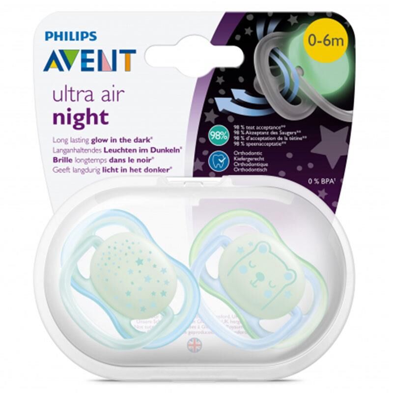 Philips Avent Yalancı Emzik Ultra Air Night Erkek | 0-6 Ay, 2 Adet Gece Emziği