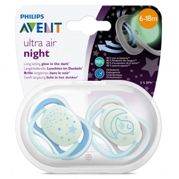 Philips Avent Yalancı Emzik Ultra Air Night Erkek | 6-18 Ay, 2 Adet Gece Emziği