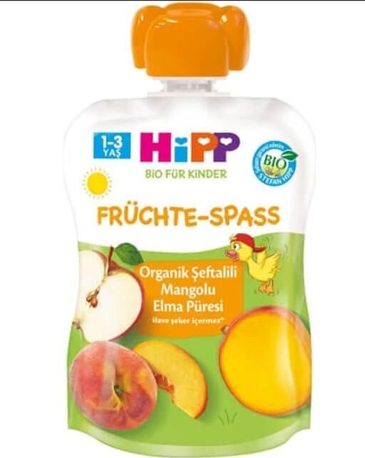 Hipp Organik Meyve Püresi 100g | Mango Yoğurt Muz Şeftali