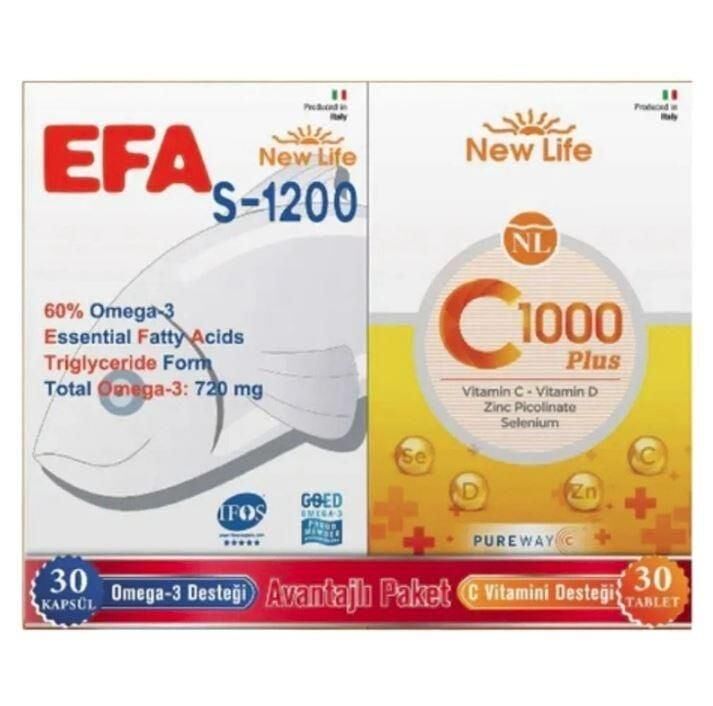 NewLife Omega-3 S-1200 ve C Vitamini 1000mg 30+30 Tablet