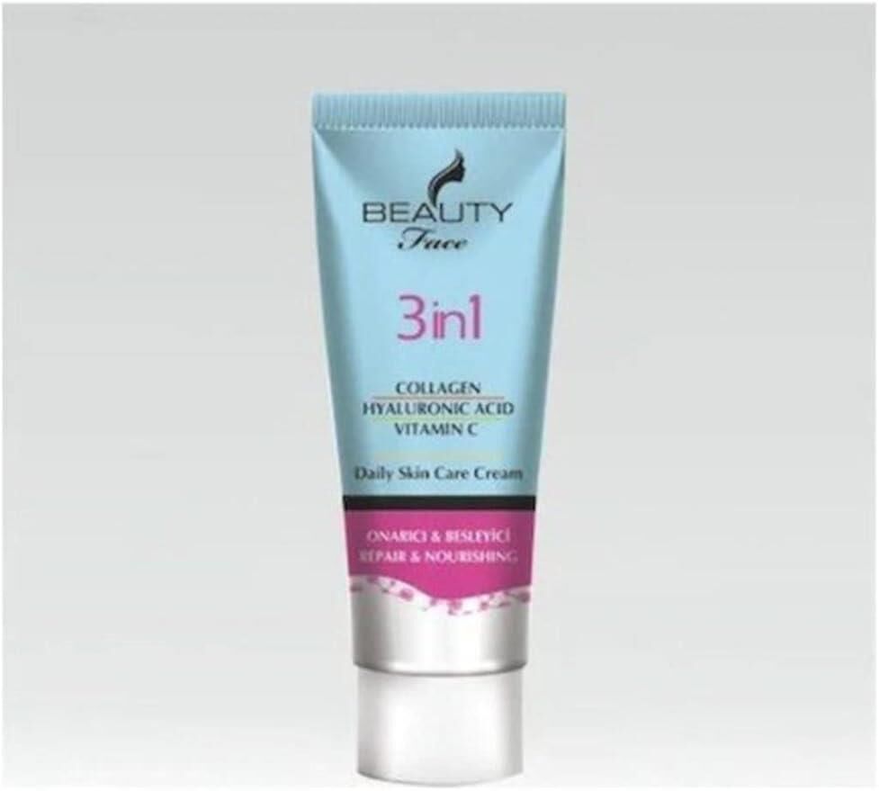 Beauty Face 3 in 1 Collagen Hyaluronic Acid Vitamin C Daily Cream 50ml | Onarıcı Yüz Kremi