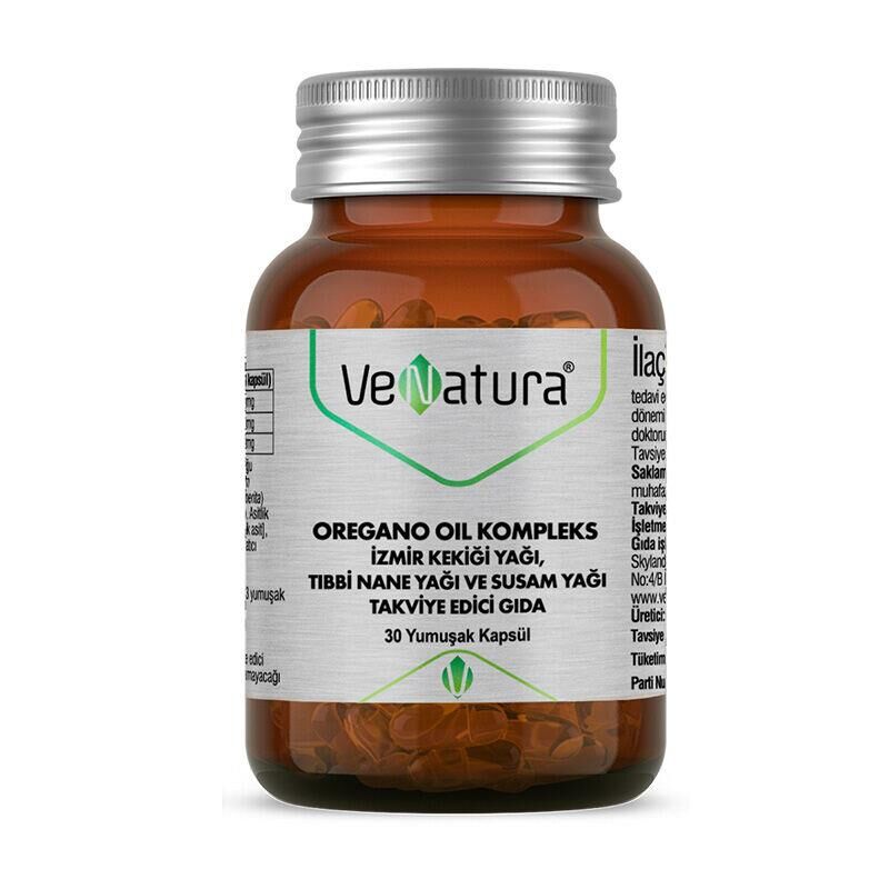 Venatura Oregano Oil Kompleks 30 Kapsül | İzmir Kekiği Yağı - Tıbbi Nane Yağı - Susam Yağı