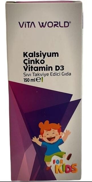 Vita World Kids Kalsiyum  Çinko Vitamin D3 Şurup 150 ml