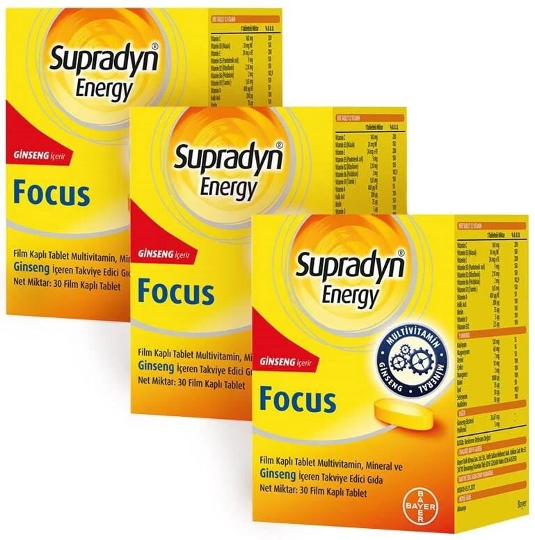 Supradyn Energy Focus Multivitamin 30 Tablet 3 Adet