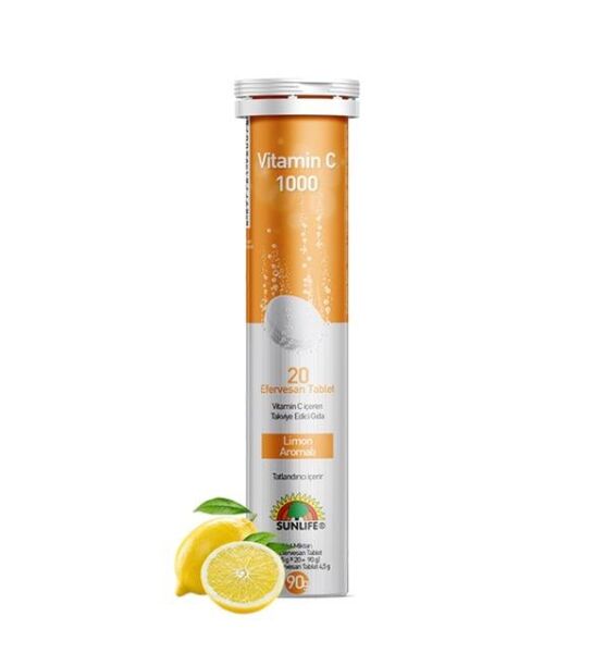 Sunlife Vitamin C 1000mg 20 Efervesan Tablet | Limon Aromalı