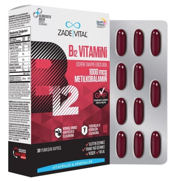 Zade Vital Vitamin B12 30 Yumuşak Kapsül
